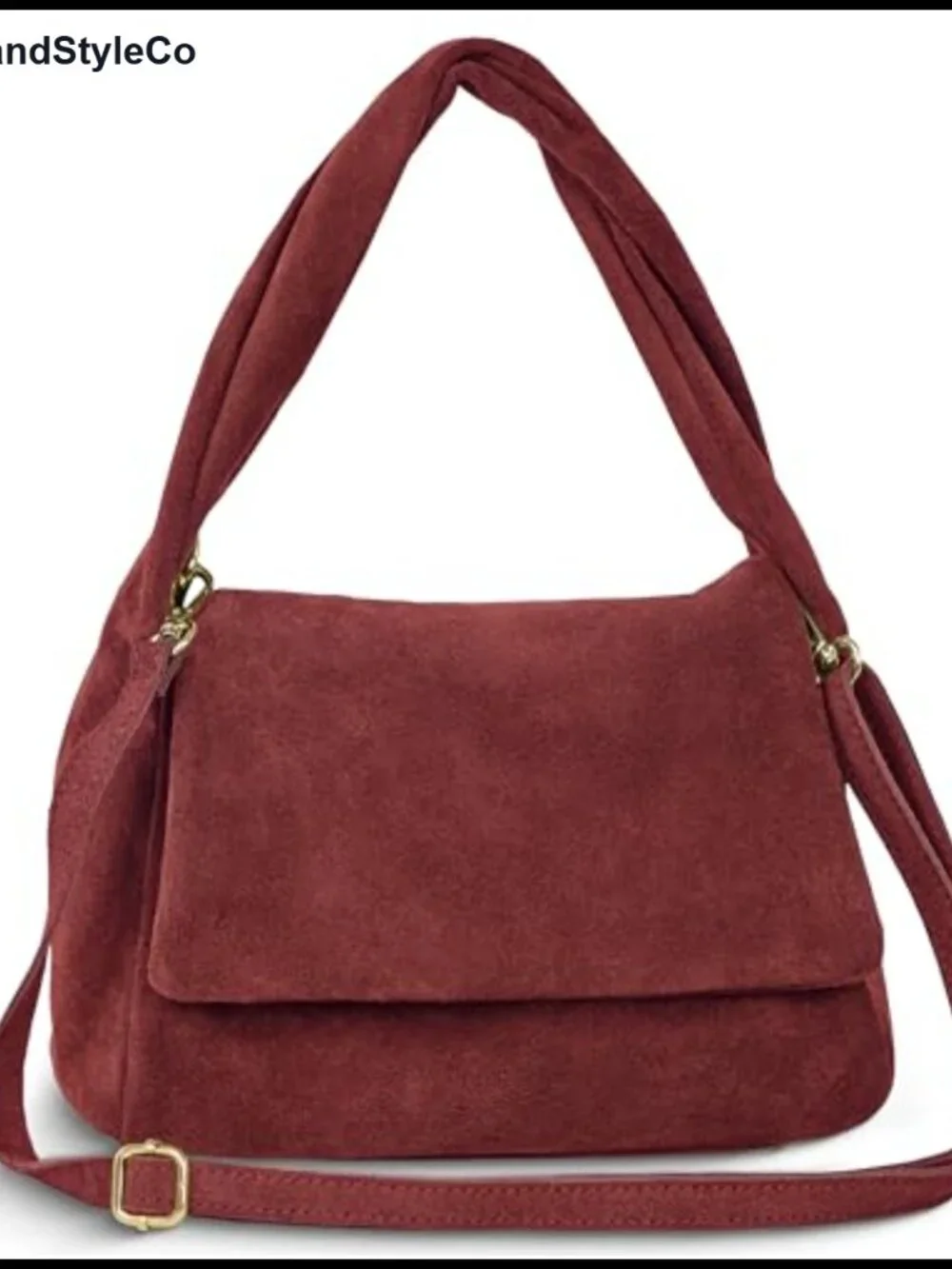 Italian Suede Top-Handle Satchel with Detachable Crossbody Strap